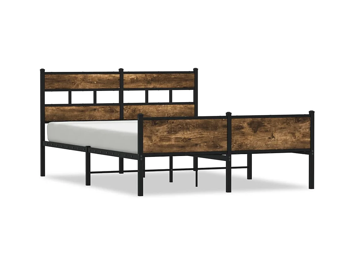 Lit double | Lit adulte | Cadre de lit chêne fumé 140x190 cm bois ingénierie