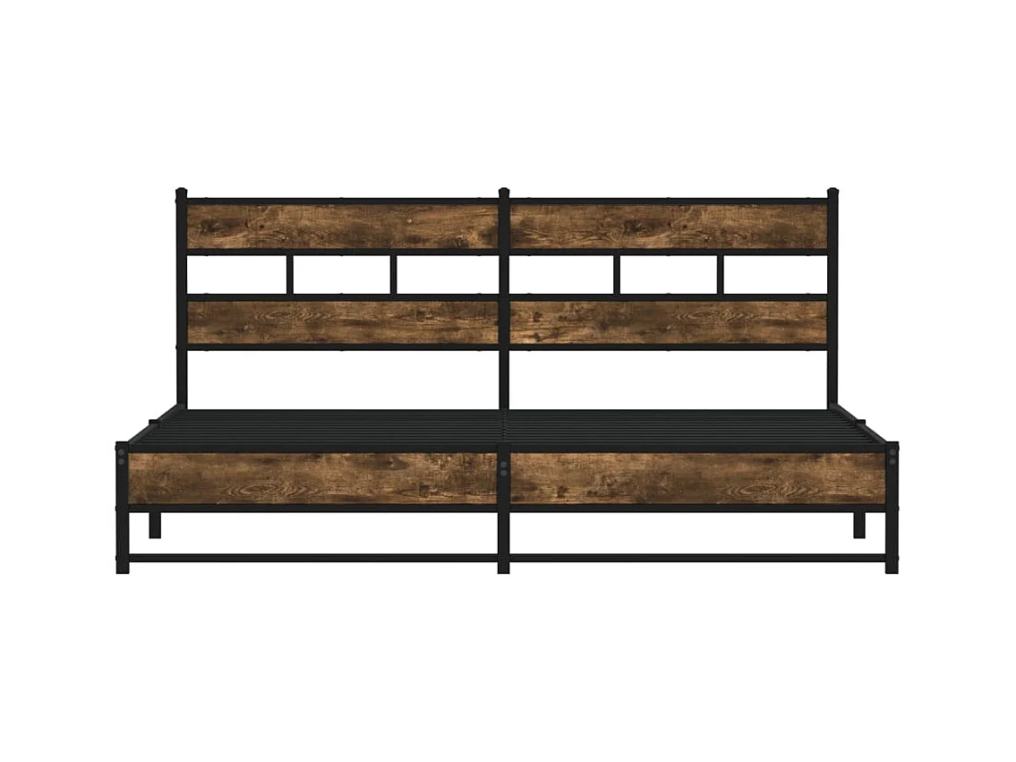 Lit double | Lit adulte | Cadre de lit en métal chêne fumé 183x213 cm