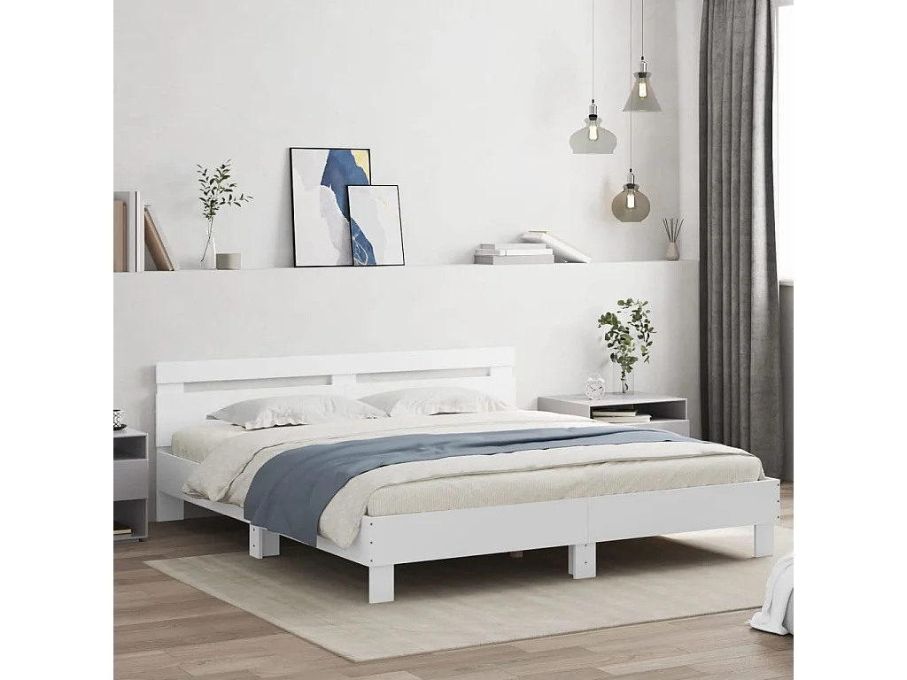 Lit double | Lit adulte | Cadre de lit avec LED blanc 200x200 cm