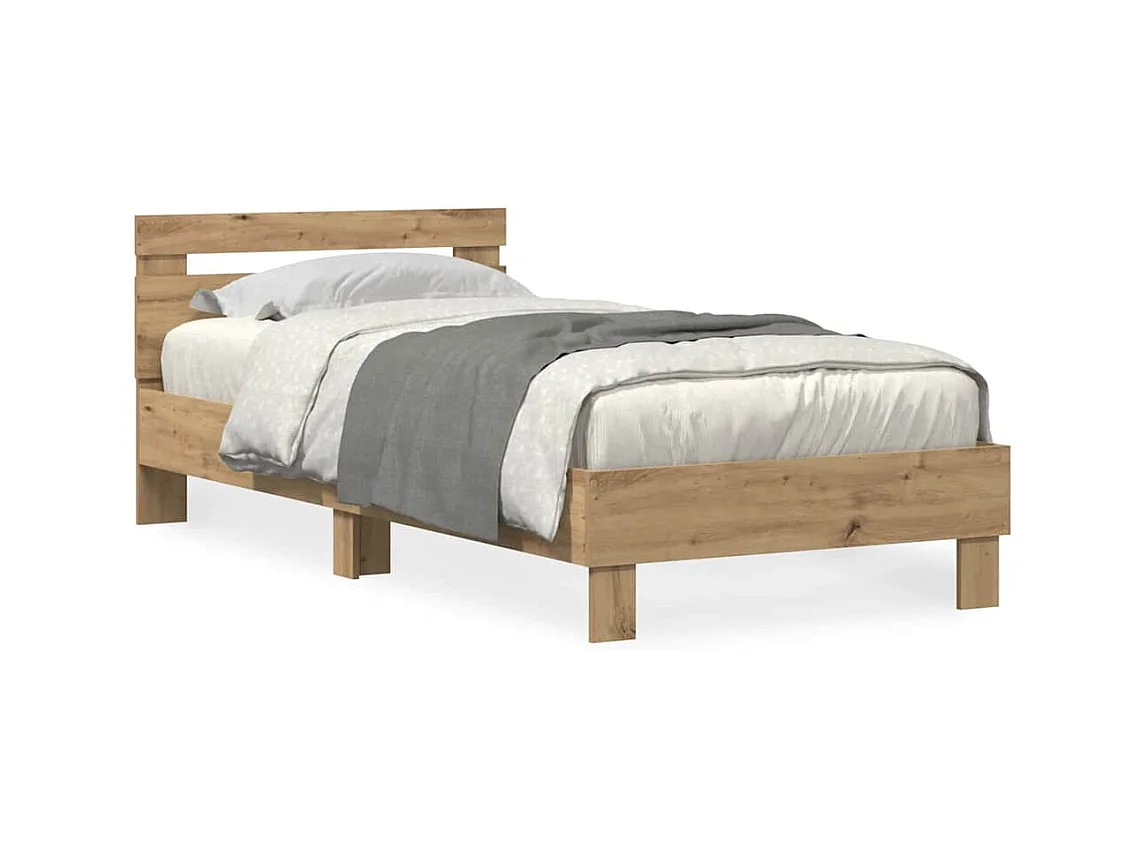Lit simple | Lit adulte, enfant | Cadre de lit chêne artisanal 75x190 cm Bois d'ingénierie