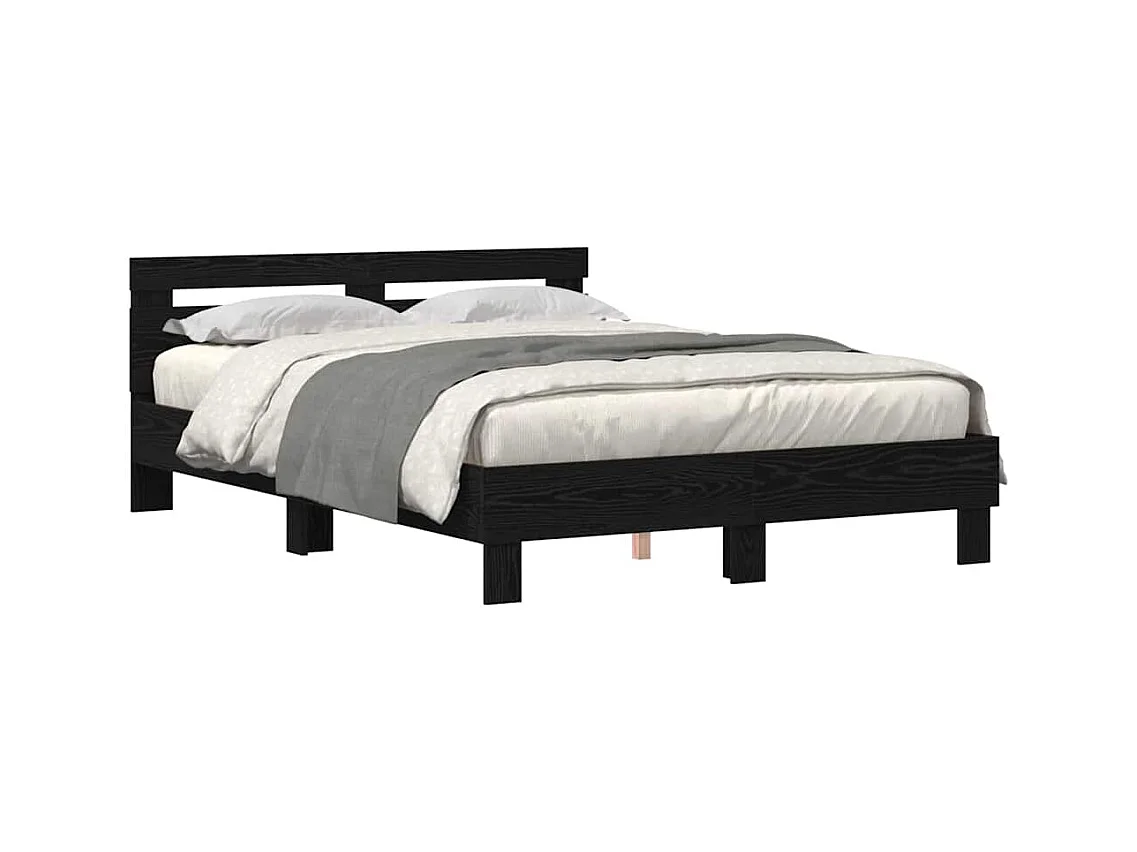 Lit double | Lit adulte | Cadre de lit Chêne noir 140x190 cm Bois d'ingénierie