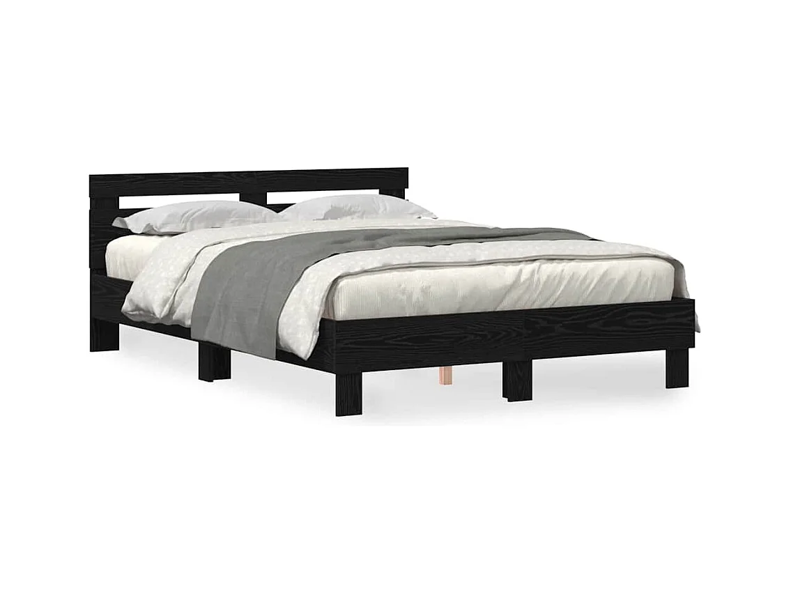 Lit double | Lit adulte | Cadre de lit Chêne noir 140x190 cm Bois d'ingénierie