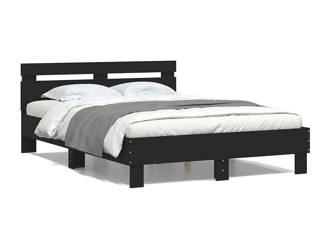 Lit double | Lit adulte | Cadre de lit avec LED noir 135x190 cm