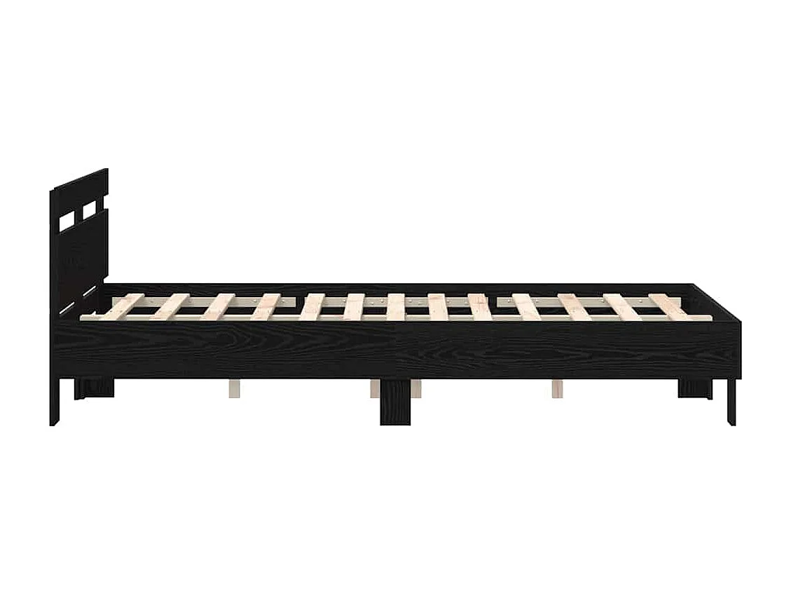 Lit double | Lit adulte | Cadre de lit Chêne noir 135x190 cm Bois d'ingénierie