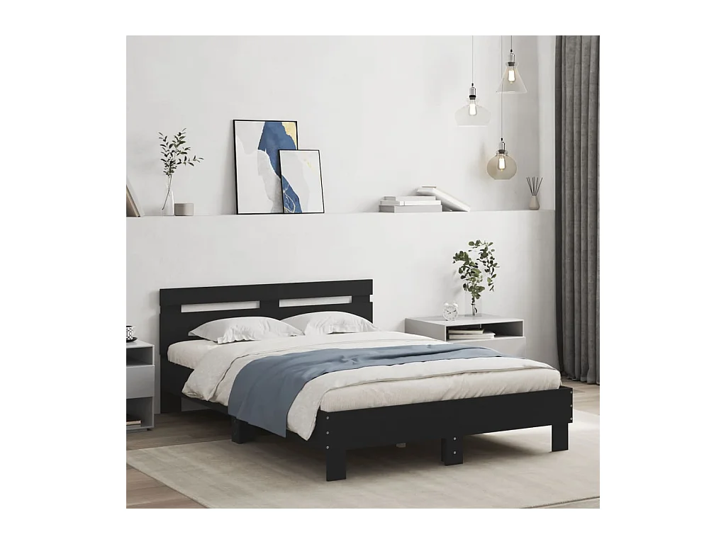 Lit simple | Lit adulte, enfant | Cadre de lit avec LED noir 120x190 cm