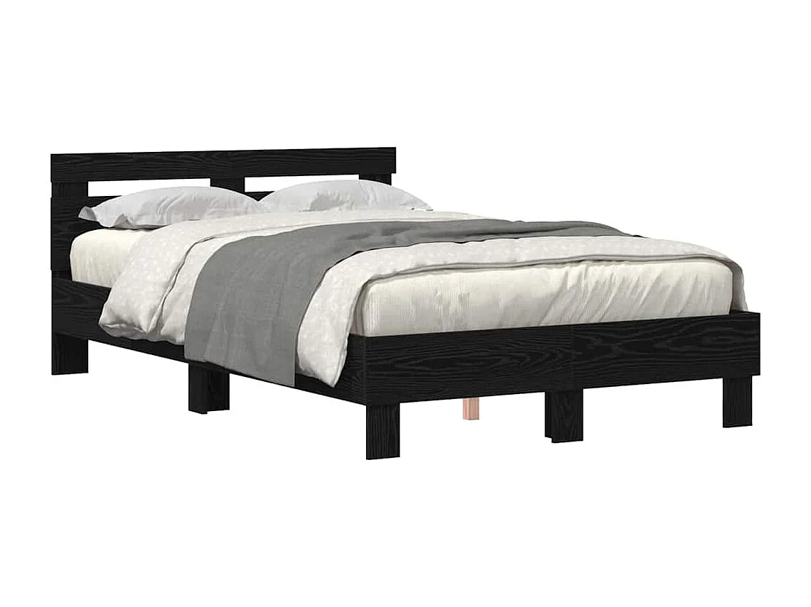 Lit simple | Lit adulte, enfant | Cadre de lit Chêne noir 120x190 cm Bois d'ingénierie