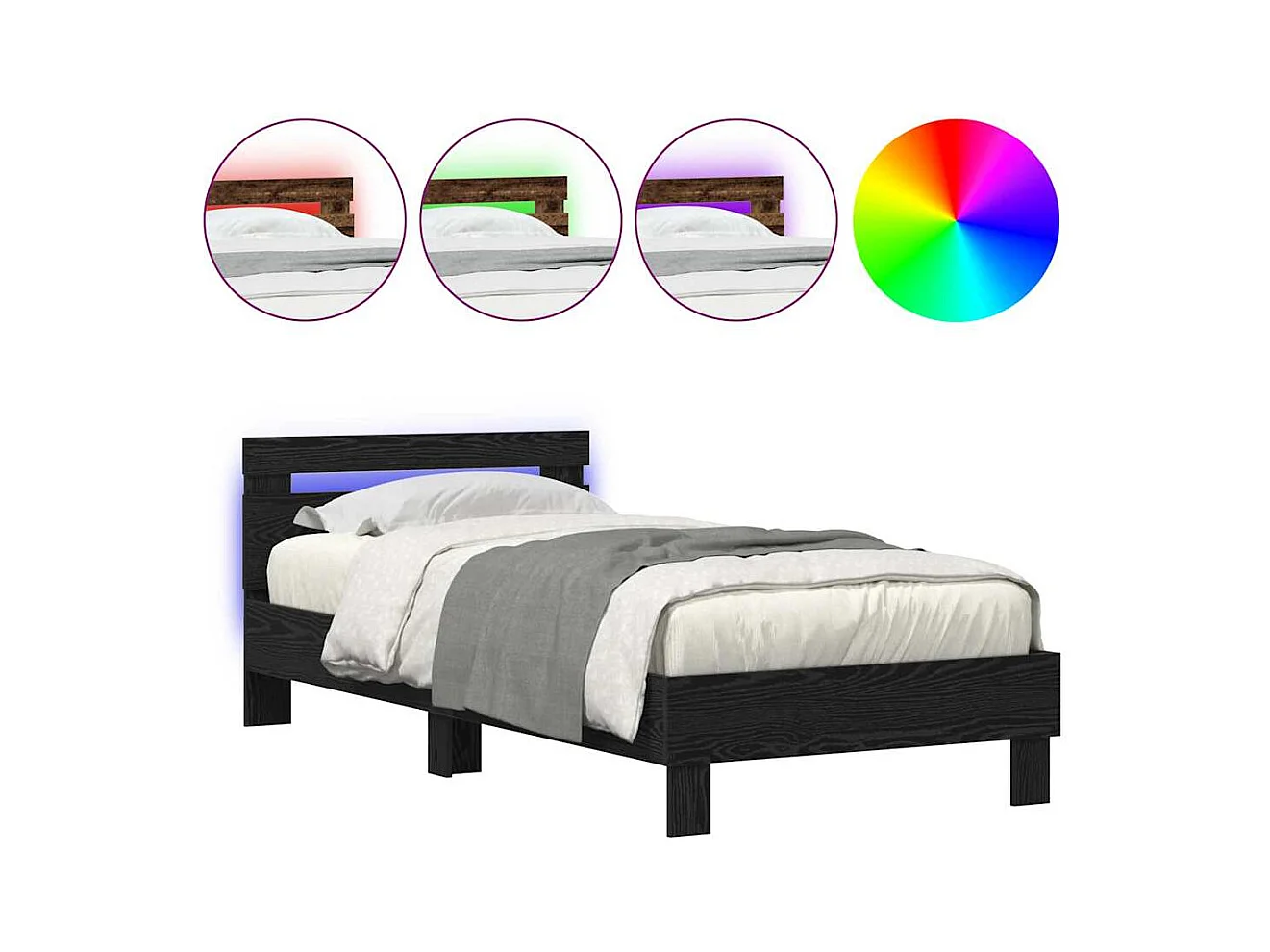 Lit simple | Lit adulte, enfant | Cadre de lit Chêne noir 90x190 cm Bois d'ingénierie