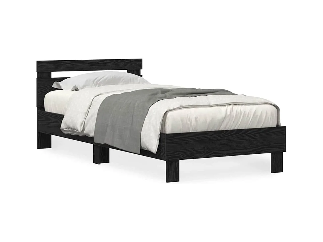 Lit simple | Lit adulte, enfant | Cadre de lit Chêne noir 90x190 cm Bois d'ingénierie