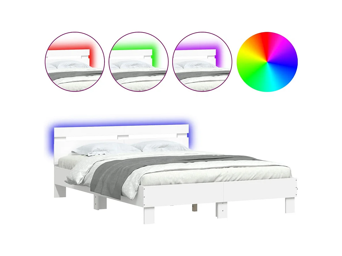 Lit double | Lit adulte | Cadre de lit avec LED blanc 140x200 cm