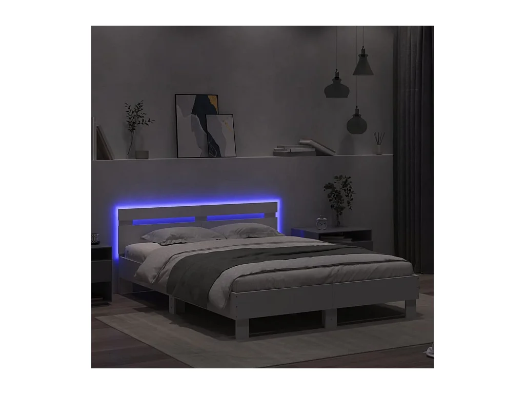 Lit double | Lit adulte | Cadre de lit avec LED blanc 140x200 cm