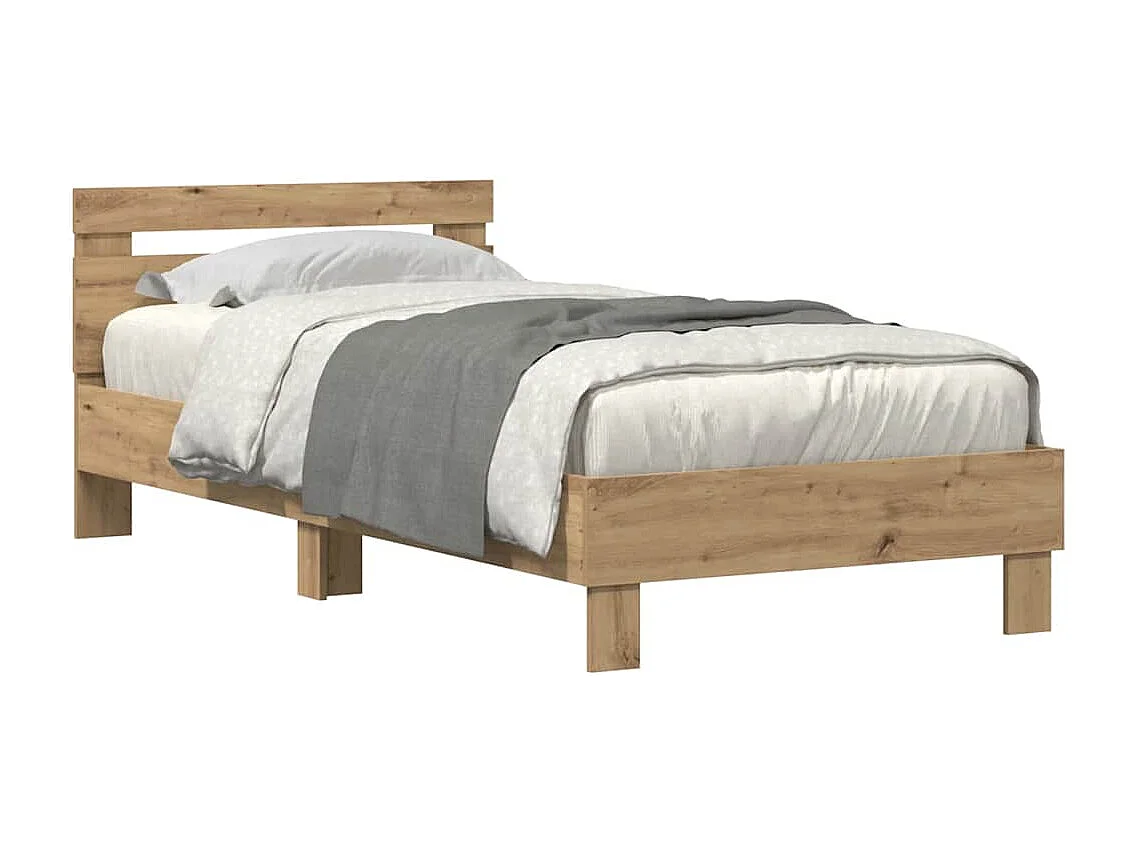 Lit simple | Lit adulte, enfant | Cadre de lit chêne artisanal 100x200 cm Bois d'ingénierie