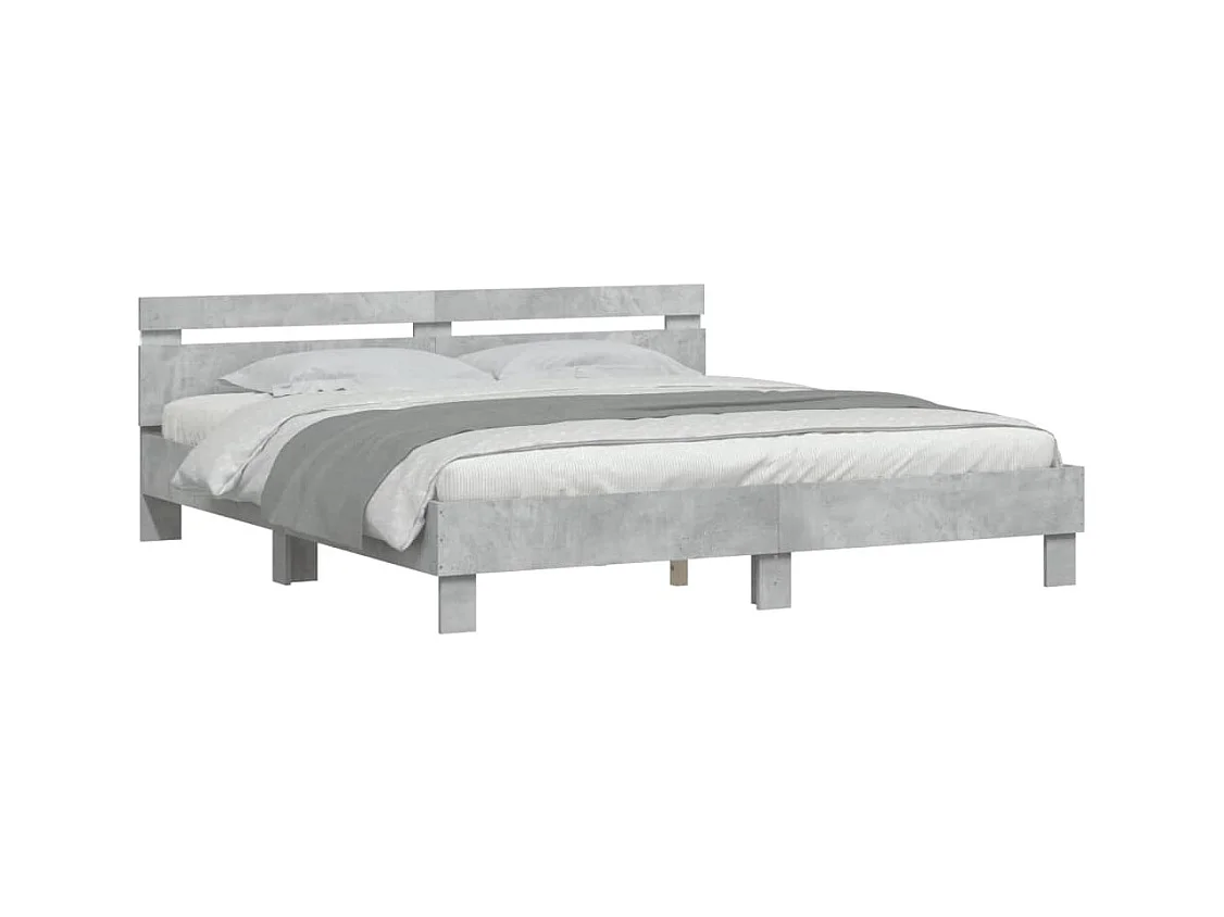 Lit double | Lit adulte | Cadre de lit avec LED gris béton 200x200 cm