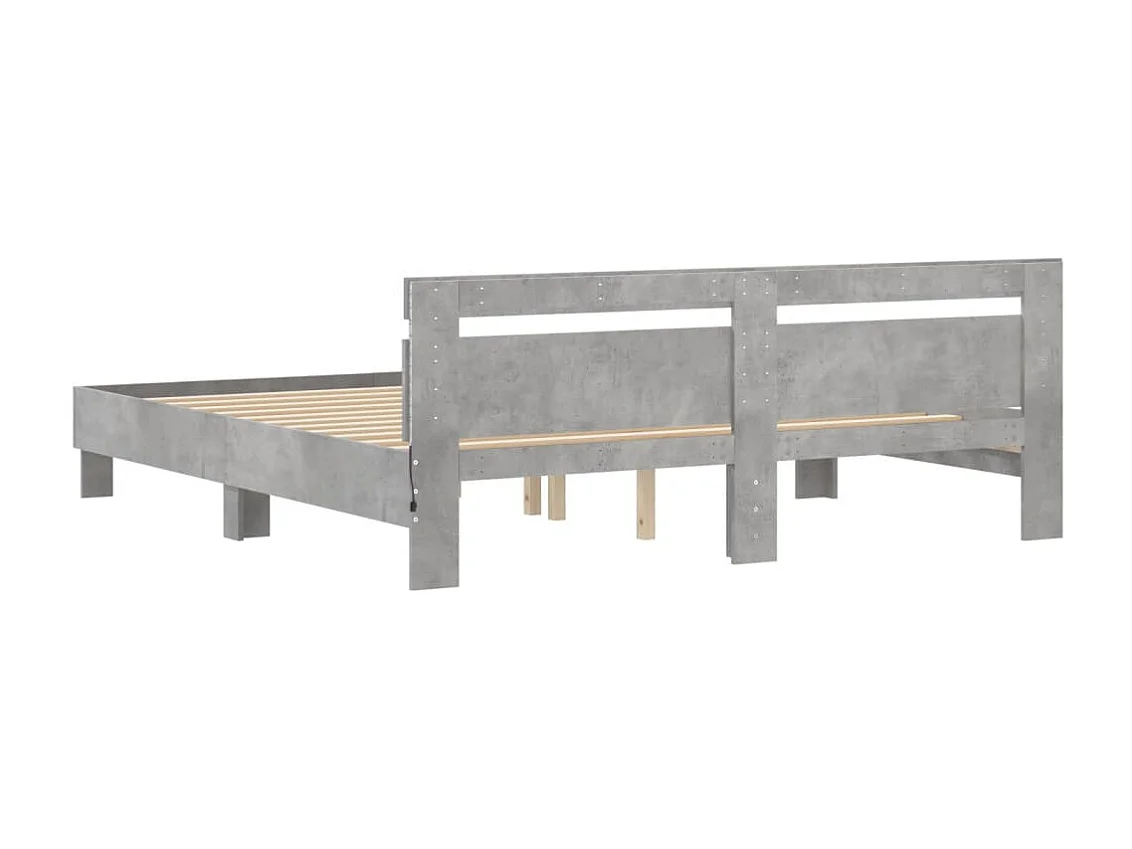 Lit double | Lit adulte | Cadre de lit avec LED gris béton 200x200 cm