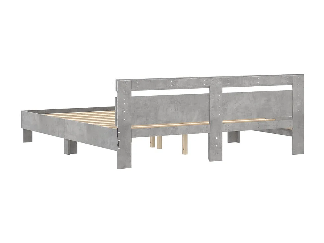 Lit double | Lit adulte | Cadre de lit avec LED gris béton 200x200 cm