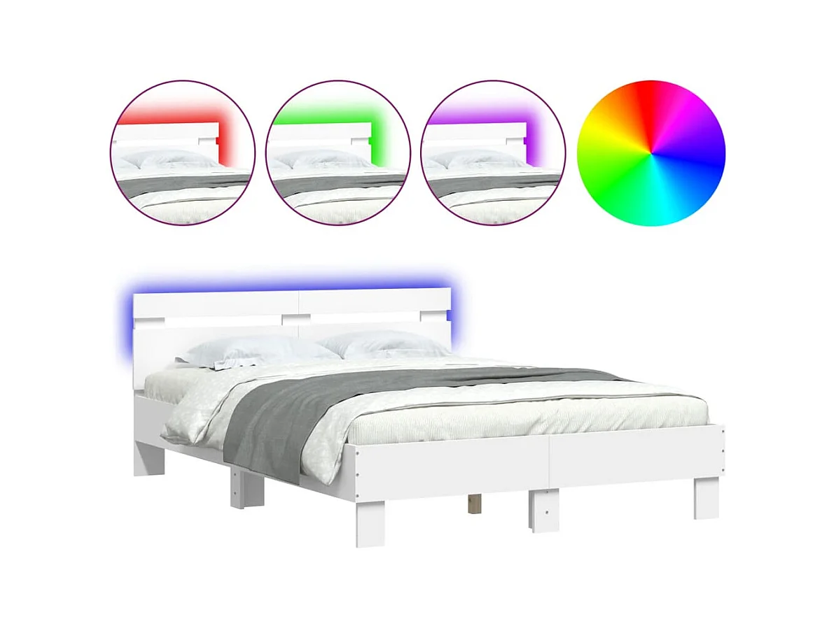 Lit double | Lit adulte | Cadre de lit avec LED blanc 135x190 cm