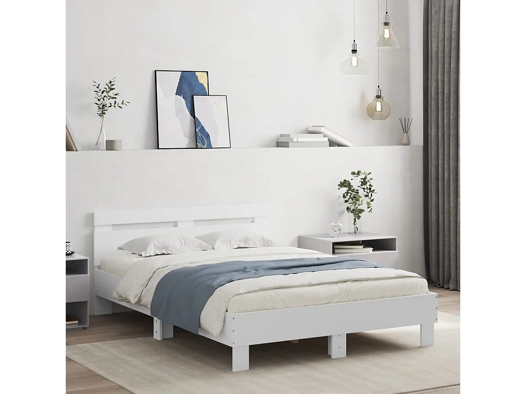 Lit double | Lit adulte | Cadre de lit avec LED blanc 135x190 cm
