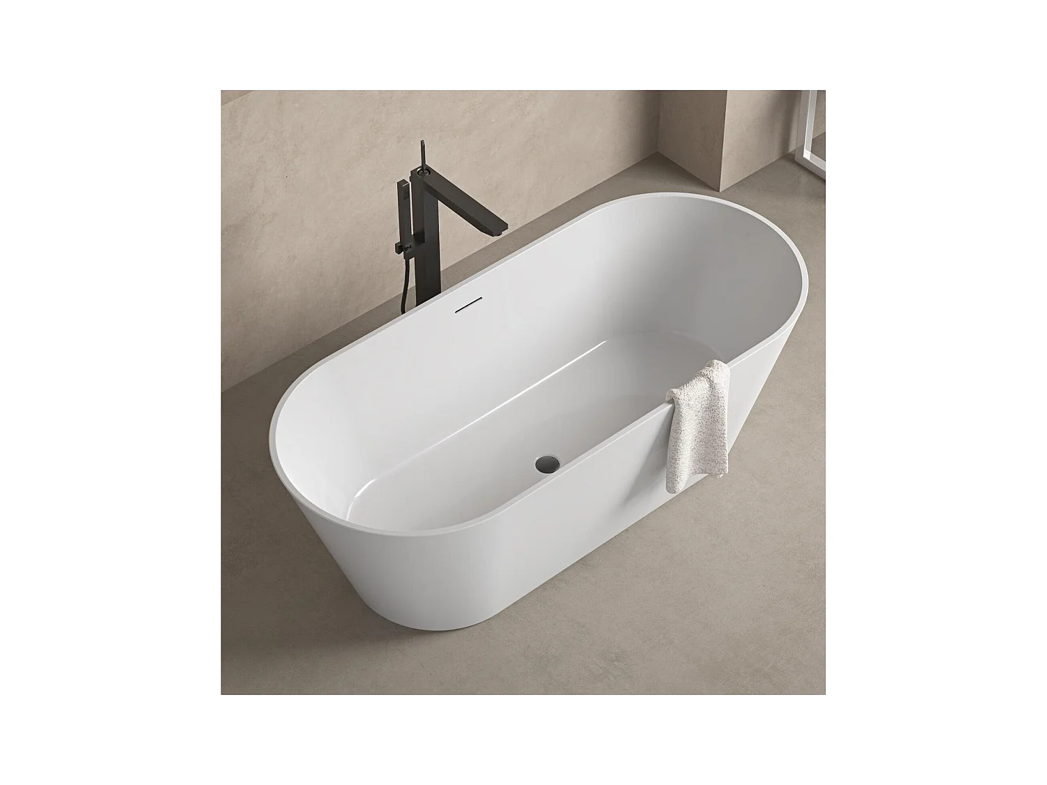 170 cm SERENA freistehende Badewanne aus weißem Acryl