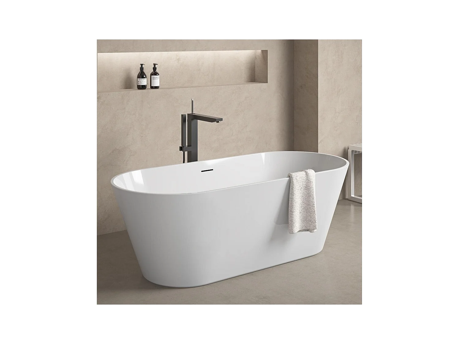 Vasca da bagno autoportante SERENA in acrilico bianco da 170 cm