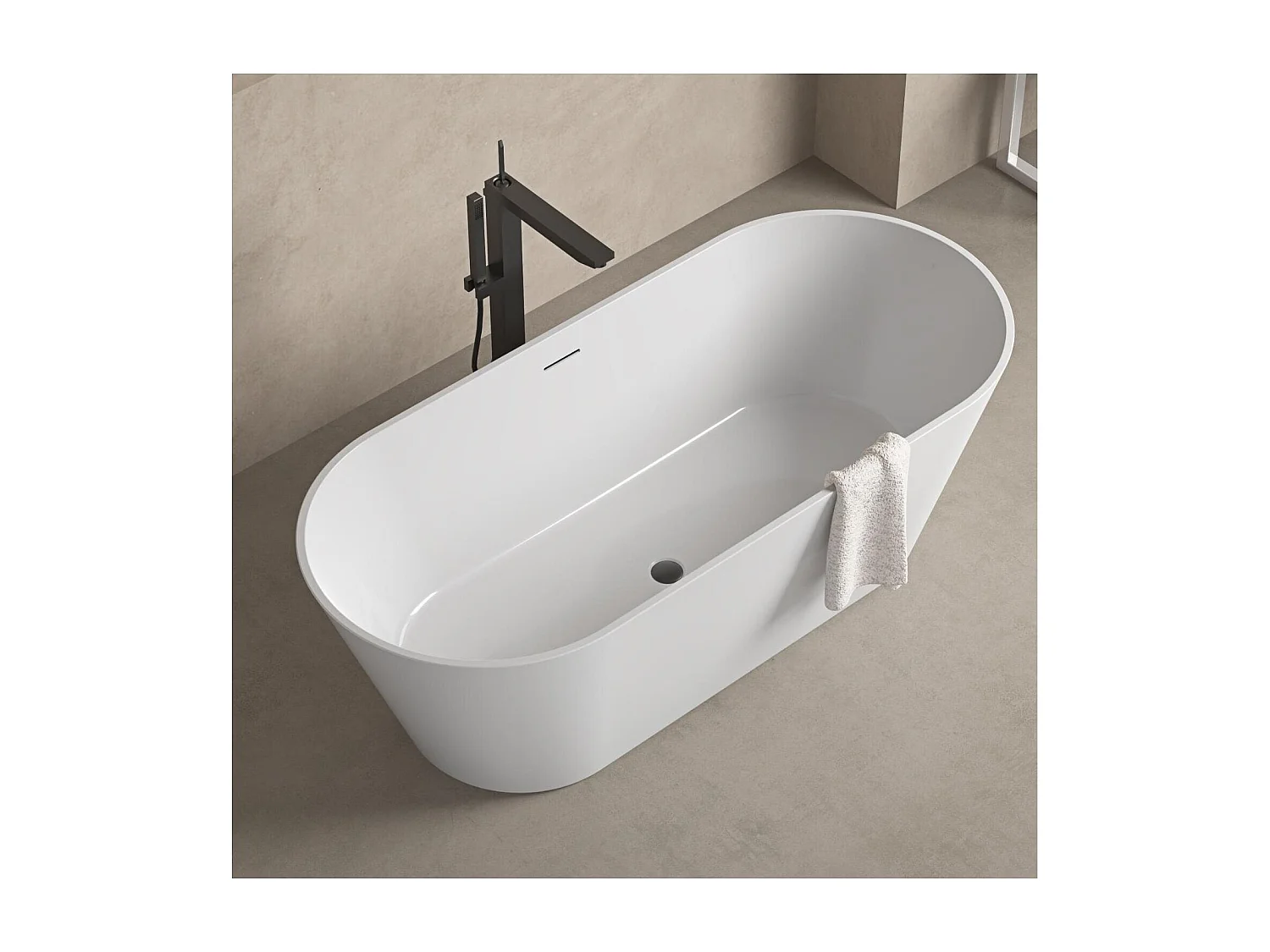 Vasca da bagno autoportante SERENA in acrilico bianco da 170 cm