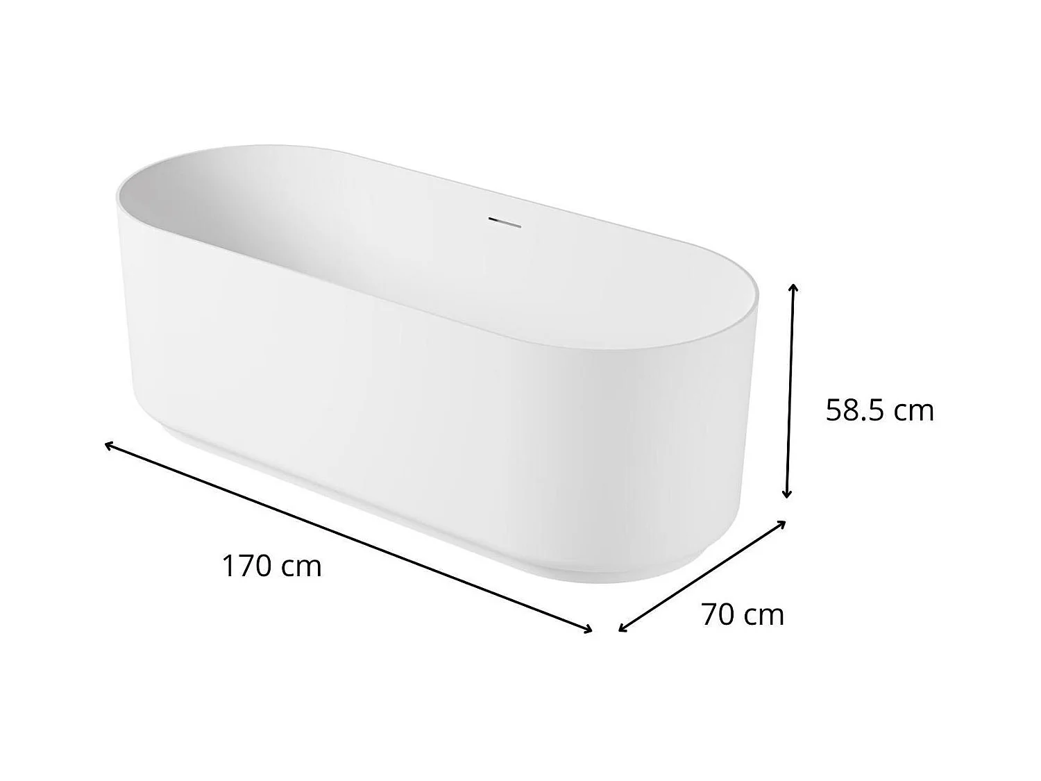 Bañera exenta de acrílico blanco NAÏA de 170 cm