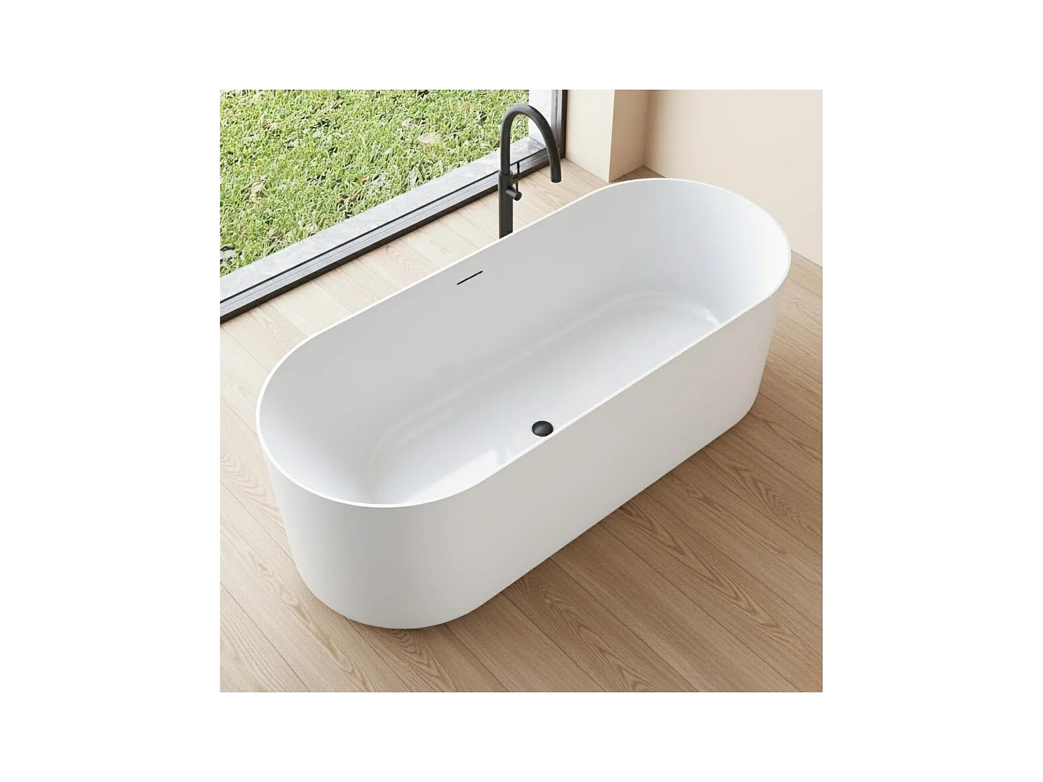 Bañera exenta de acrílico blanco NAÏA de 170 cm