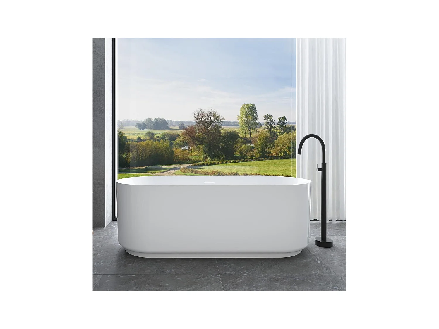 Vasca da bagno autoportante in acrilico bianco NAÏA da 170 cm