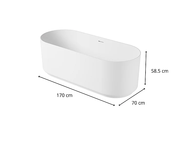 Banheira autônoma de acrílico branco NAÏA 170 cm