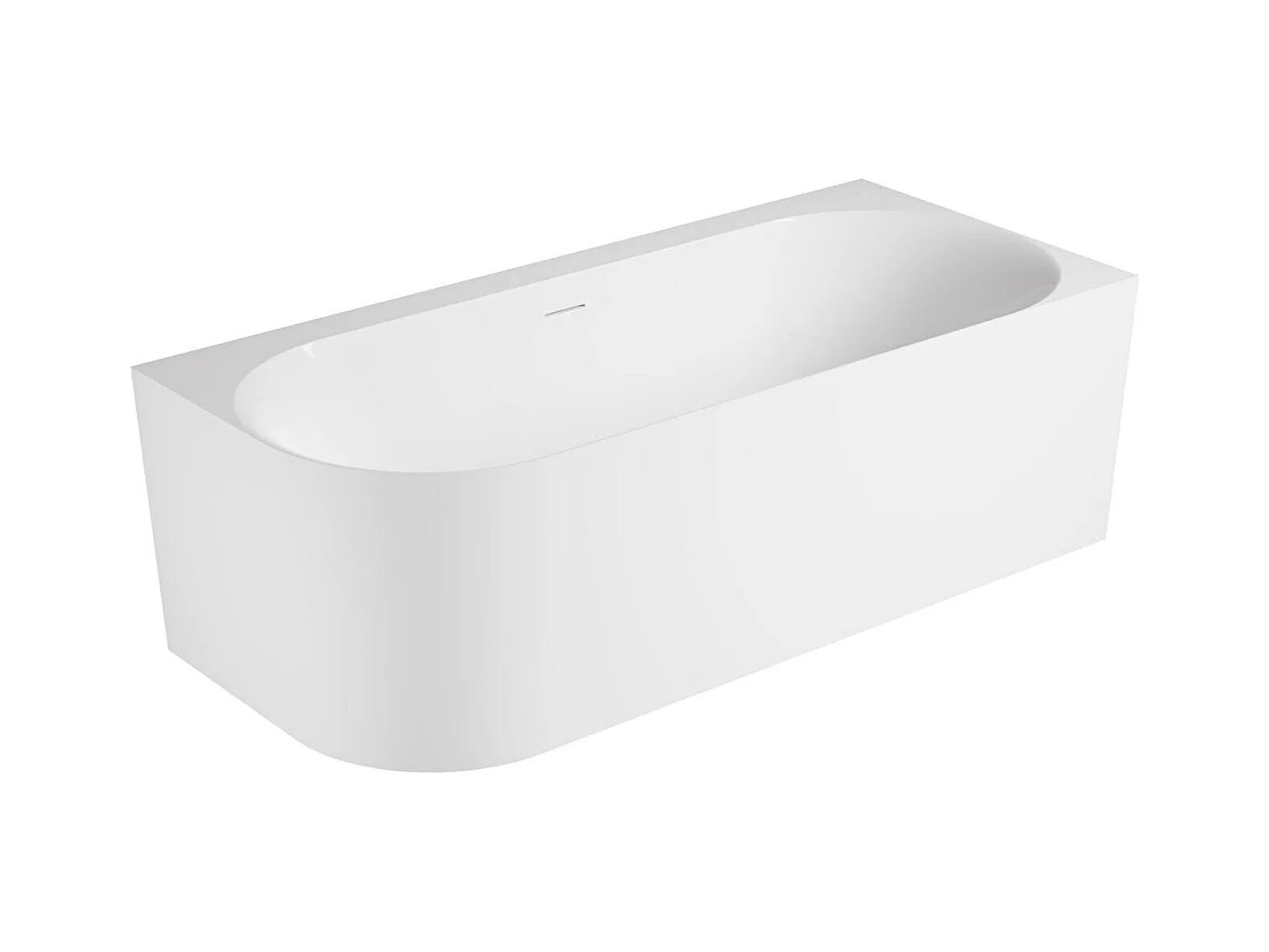 Baignoire semi-îlot blanche 170cm en acrylique Lucite® - Angle droit - Livrée complète