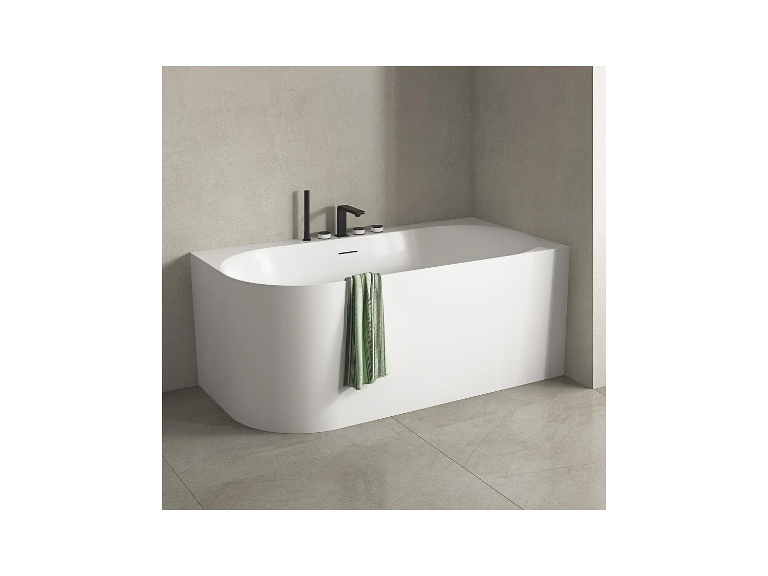 Vasca da bagno semi-autoportante in acrilico bianco 170cm - Angolo retto FORMA