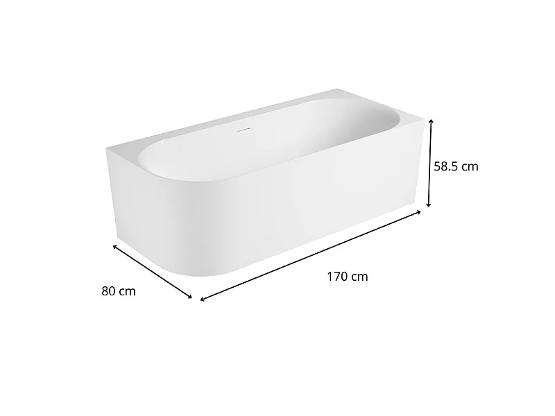 Vasca da bagno semi-autoportante in acrilico bianco 170cm - Angolo retto FORMA