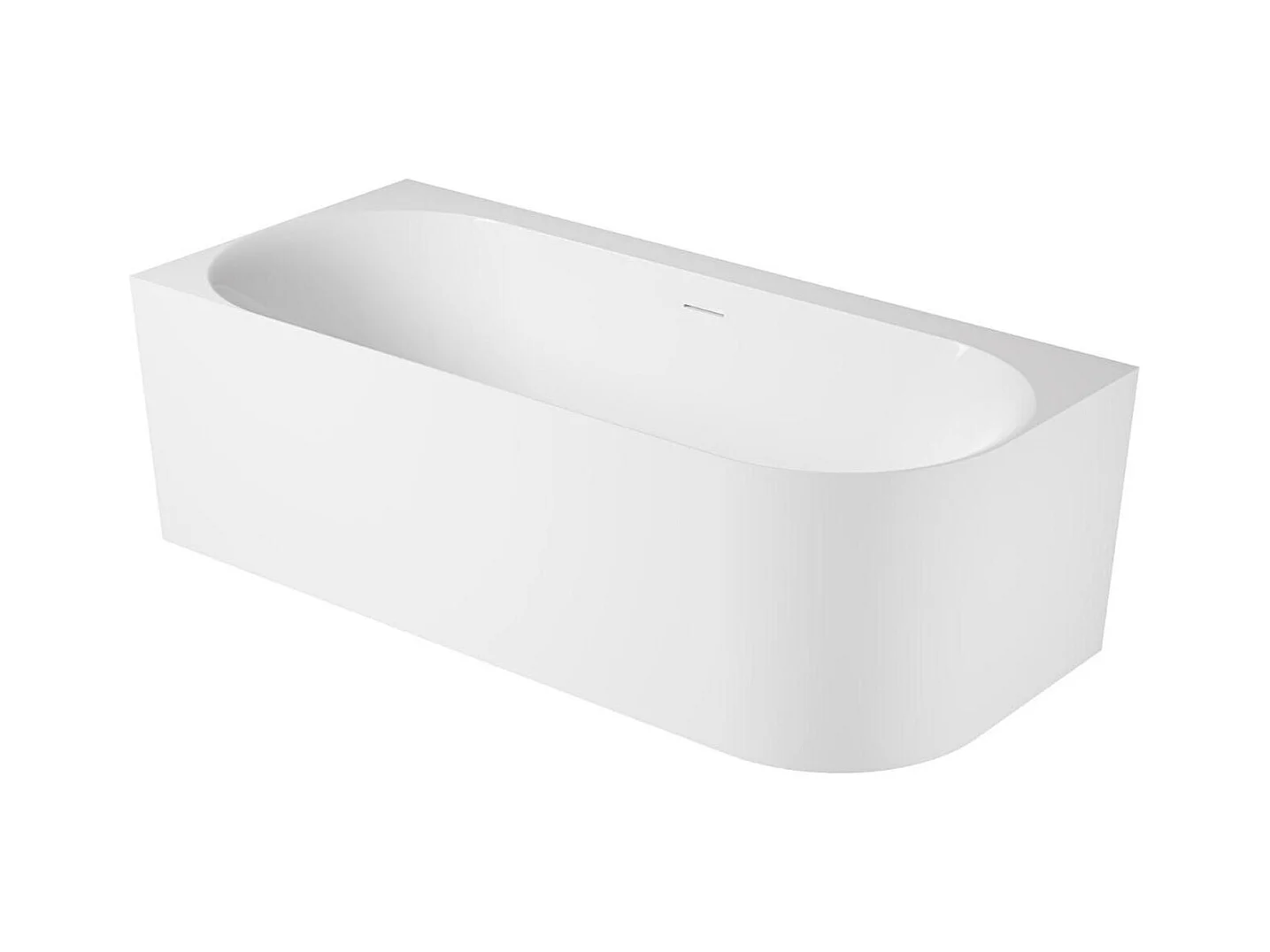 Baignoire semi-îlot blanche 170cm en acrylique Lucite® - Angle gauche - Livrée complète