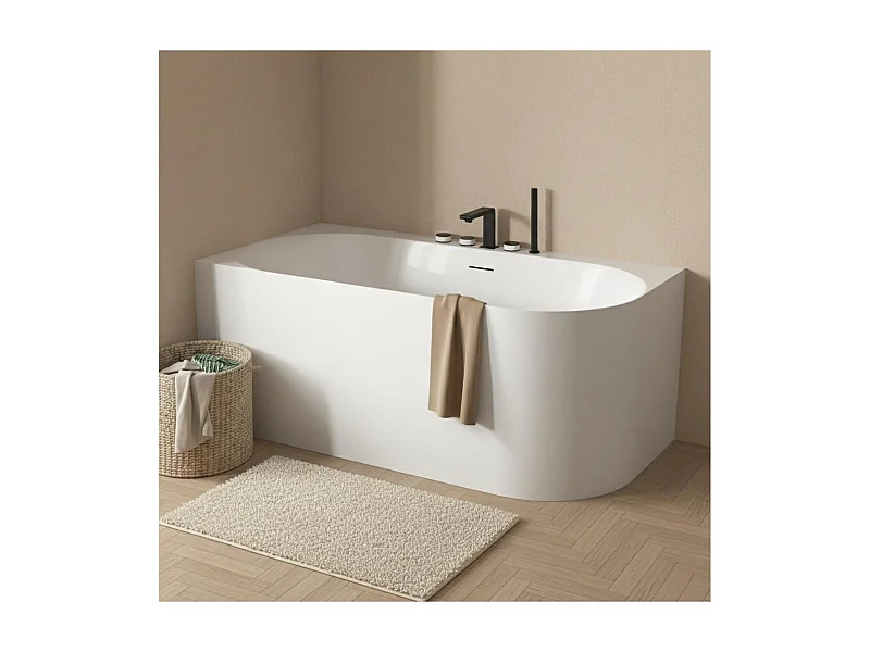 Baignoire acrylique Lucite semi-îlot blanche 170cm - Angle gauche FORMA