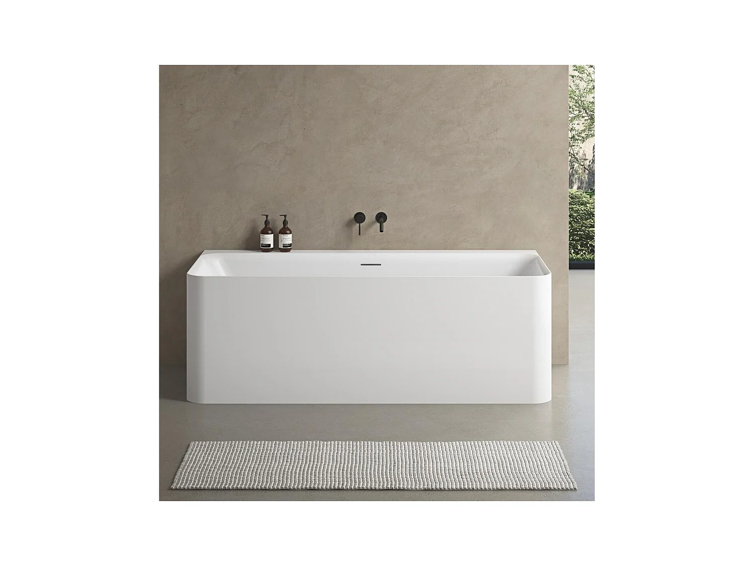 Baignoire murale blanche 170cm en acrylique Lucite® - Livrée complète
