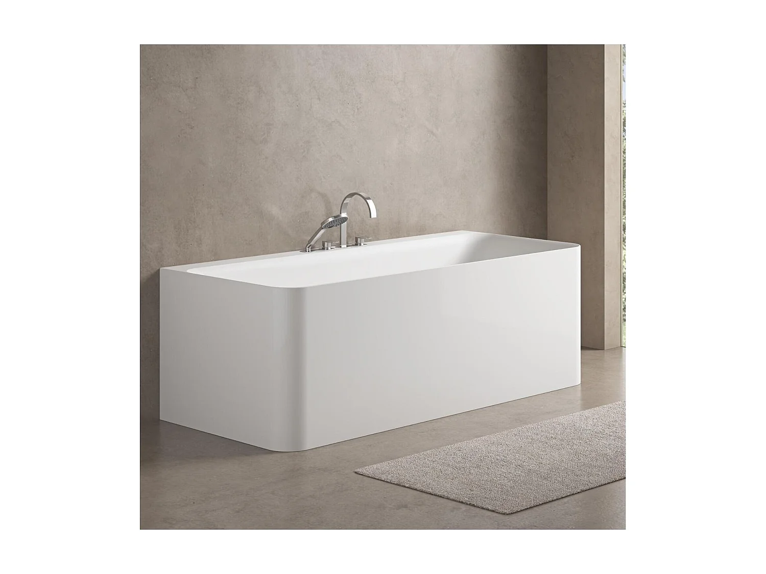 Vasca da bagno in acrilico bianco URBAN da 170 cm montata a parete