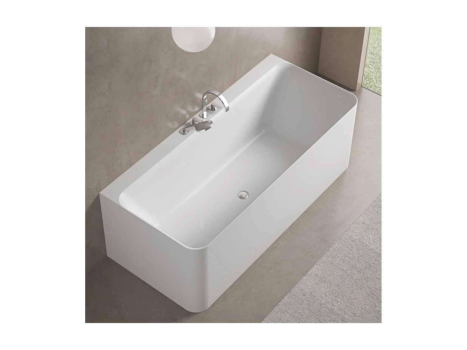 Vasca da bagno in acrilico bianco URBAN da 170 cm montata a parete
