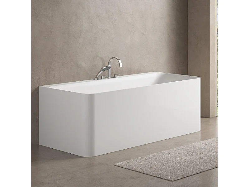 170 cm URBAN weiße wandmontierte Acrylbadewanne