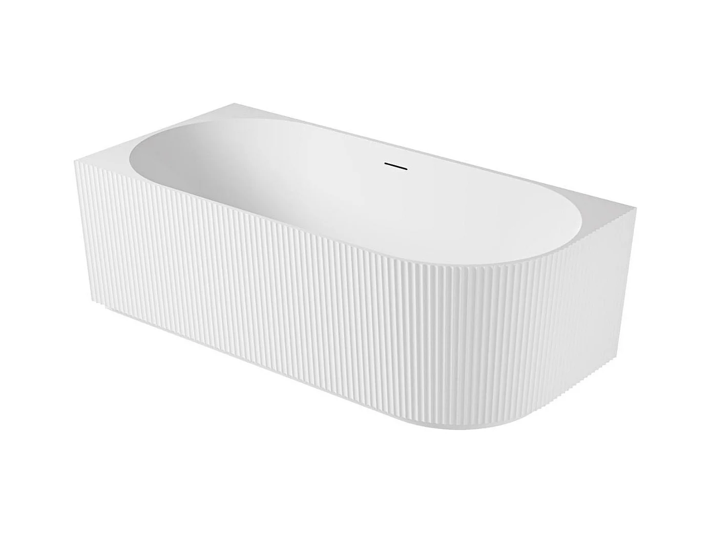 Baignoire semi-îlot blanche 170cm striée en acrylique Lucite® - Angle gauche - Livrée complète
