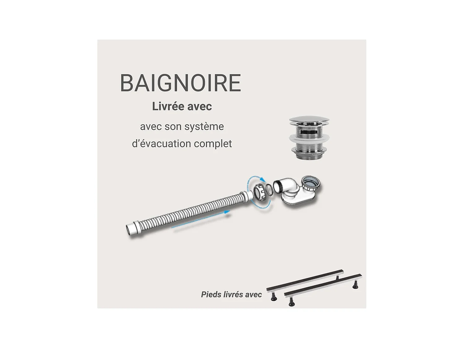 Baignoire semi-îlot blanche 170cm striée en acrylique Lucite® - Angle gauche - Livrée complète