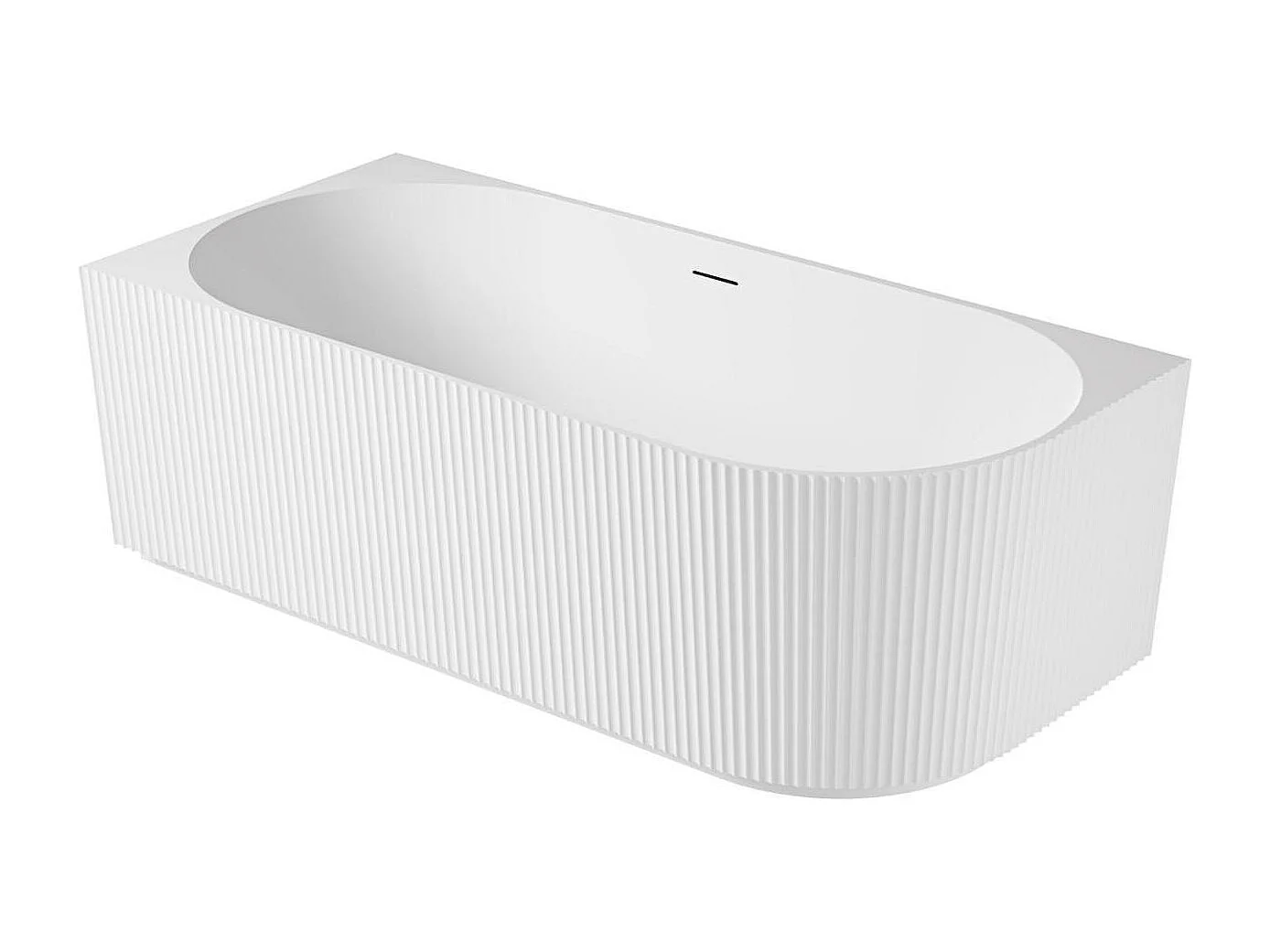 Wit semi-eiland acryl geribbeld bad 170cm - Linkerhoek STRIA