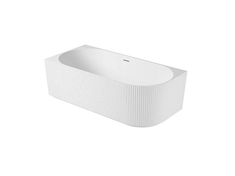 Baignoire striée acrylique Lucite semi-îlot blanche 170cm - Angle gauche STRIA