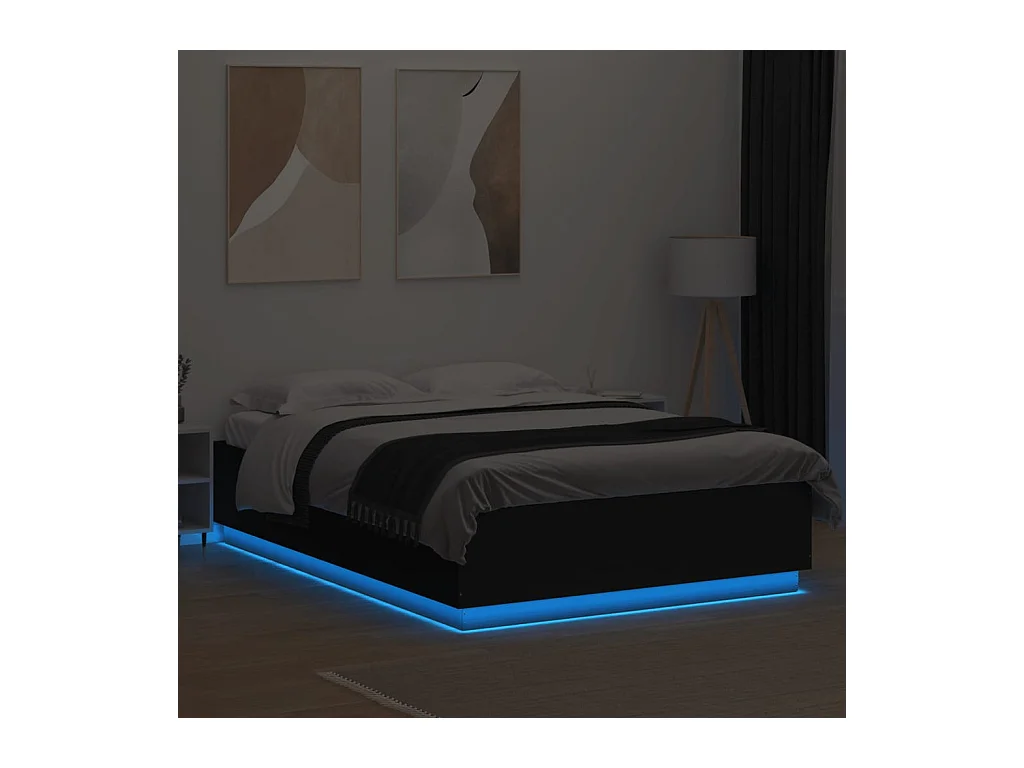 Lit double | Lit adulte | Cadre de lit avec LED noir 150x200 cm