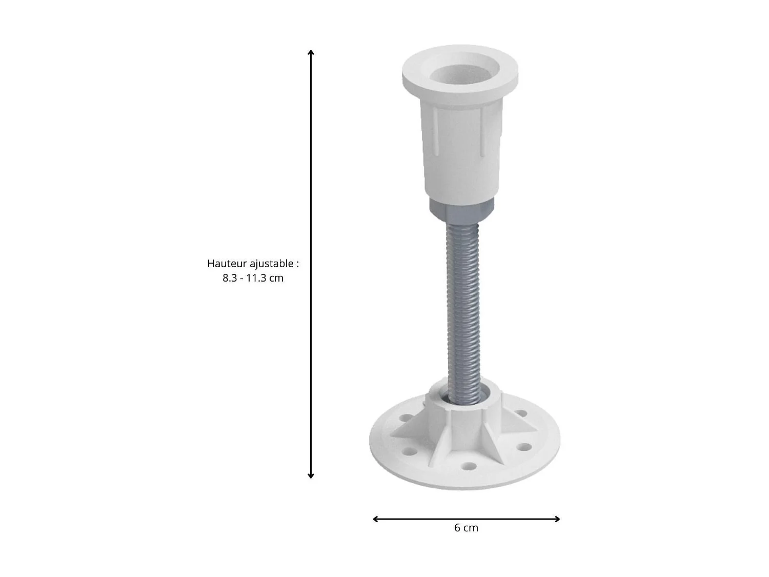 Lot de 8 pieds pour receveur de douche 8-11cm - Ajustables en hauteur
