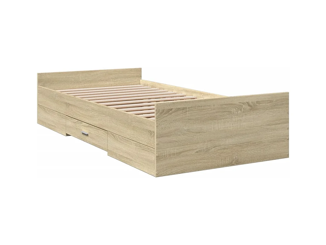 Lit simple | Lit adulte, enfant | Cadre de lit avec tiroirs chêne sonoma 75x190 cm