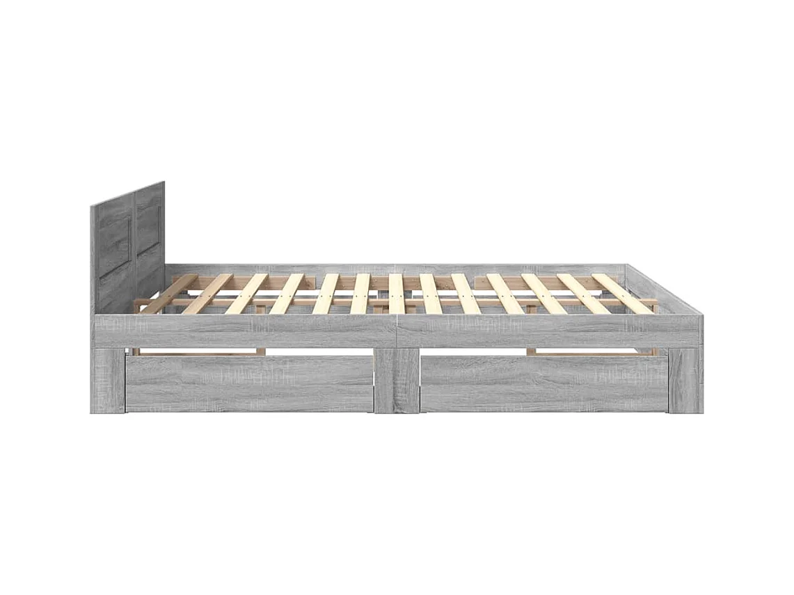 Lit double | Lit adulte | Cadre de lit tête de lit sonoma gris 200x200 cm