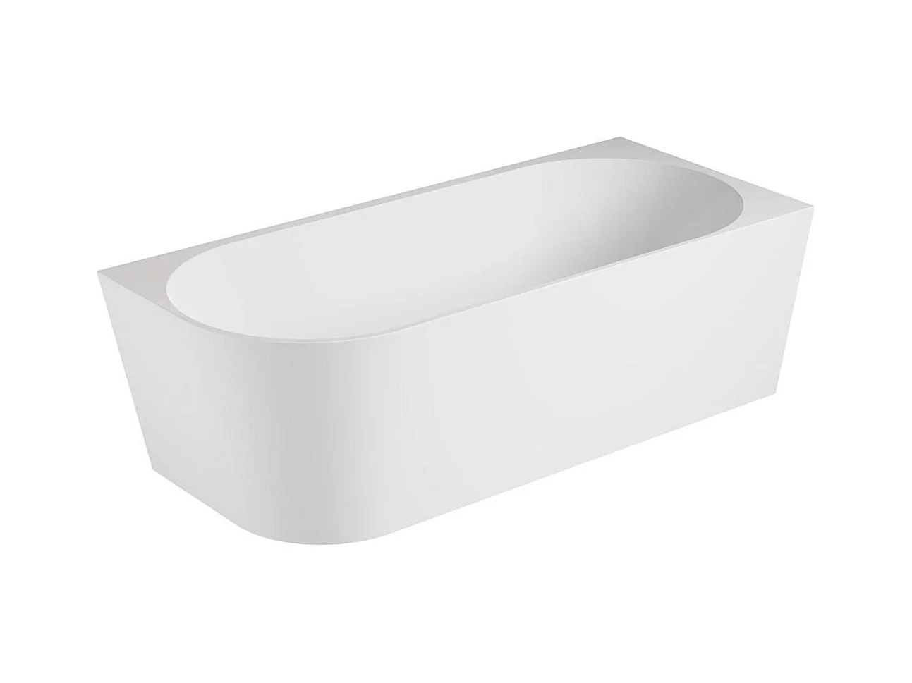 Baignoire semi-îlot en acrylique blanche 150cm - Angle droit