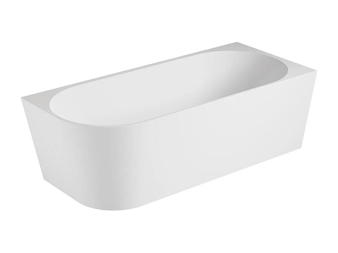 Bañera semiexenta acrílica blanca 150cm - Ángulo recto MILO