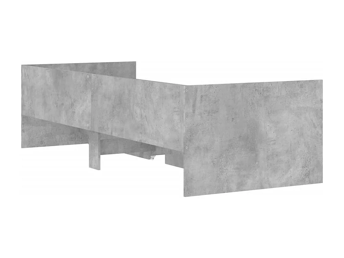 Lit simple | Lit adulte, enfant | Cadre de lit avec tiroirs gris béton 90x190 cm