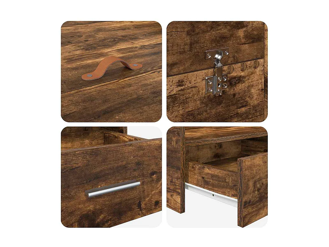 Lit simple | Lit adulte, enfant | Cadre de lit avec rangement avec tiroir Chêne fumé 120x190 cm