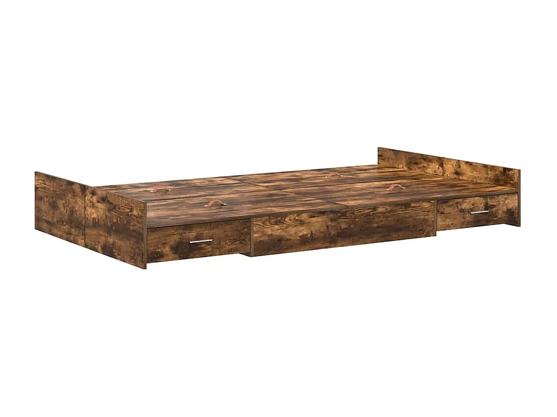 Lit simple | Lit adulte, enfant | Cadre de lit avec rangement avec tiroir Chêne fumé 120x190 cm