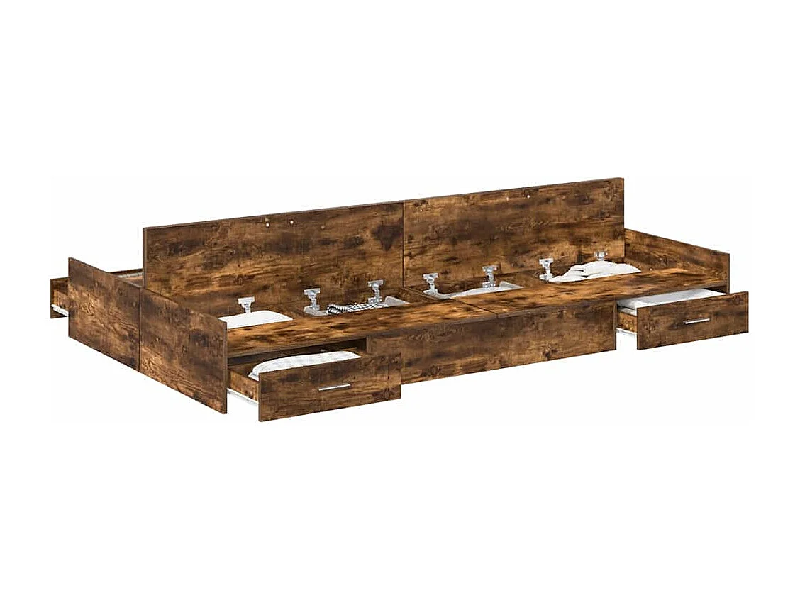 Lit simple | Lit adulte, enfant | Cadre de lit avec rangement avec tiroir Chêne fumé 120x190 cm